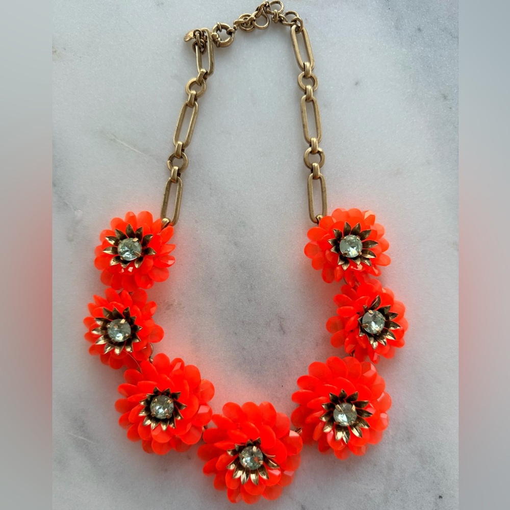 J. Crew Vibrant Orange Floral Necklace